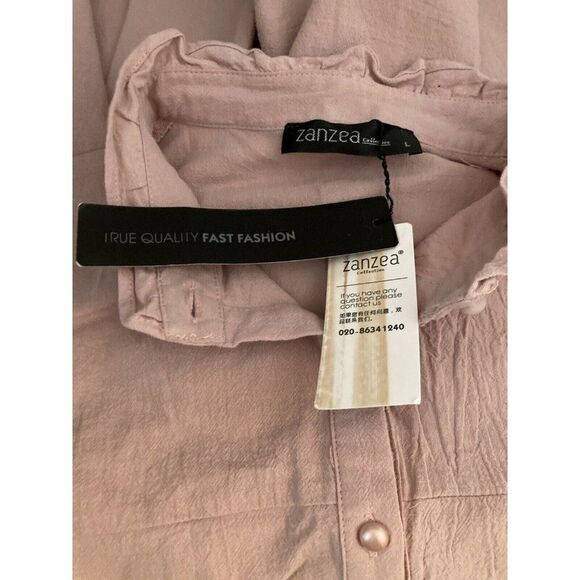 Zanzea Collection WOMENS Button Down Shirt Dolman Size Large Ruffled Collar - Picture 9 of 12
